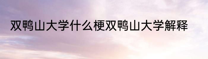 双鸭山大学什么梗双鸭山大学解释