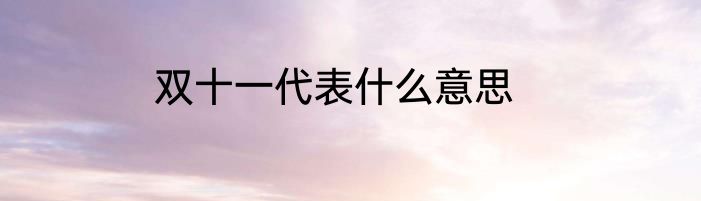 双十一代表什么意思
