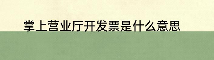 掌上营业厅开发票是什么意思