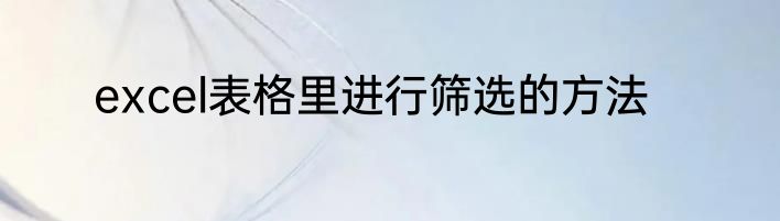 excel表格里进行筛选的方法