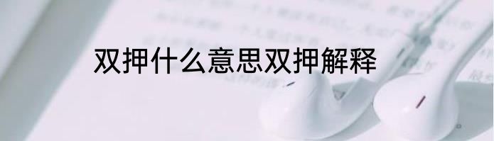双押什么意思双押解释