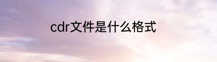 cdr文件是什么格式