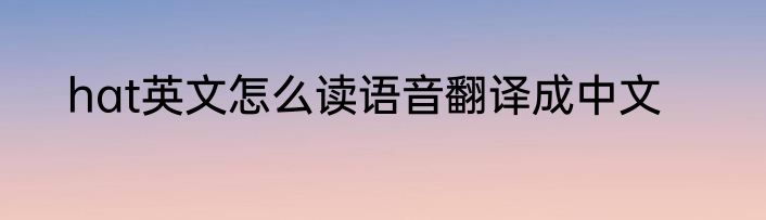 hat英文怎么读语音翻译成中文