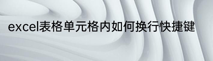 excel表格单元格内如何换行快捷键