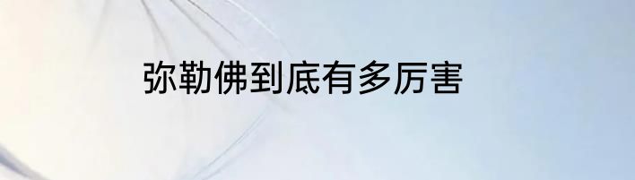 弥勒佛到底有多厉害