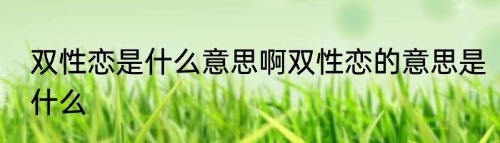 双性恋是什么意思啊双性恋的意思是什么