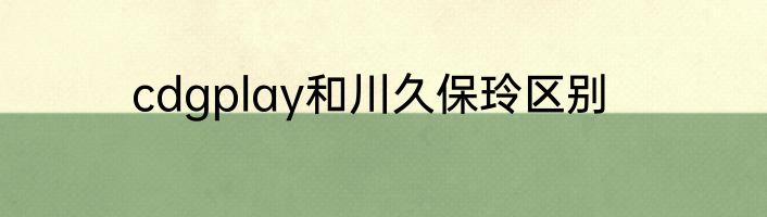 cdgplay和川久保玲区别