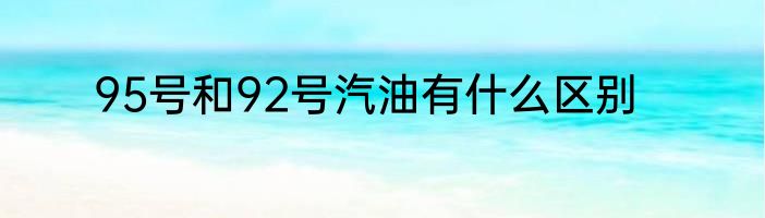 95号和92号汽油有什么区别