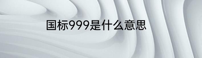 国标999是什么意思