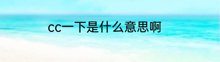 cc一下是什么意思啊