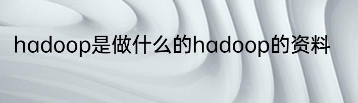 hadoop是做什么的hadoop的资料