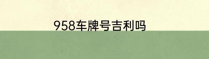 958车牌号吉利吗