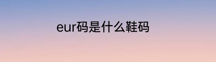 eur码是什么鞋码