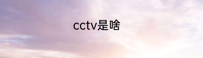 cctv是啥