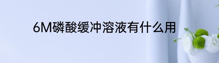 6M磷酸缓冲溶液有什么用