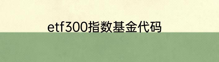 etf300指数基金代码