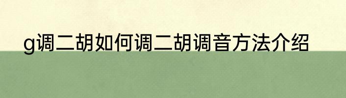 g调二胡如何调二胡调音方法介绍