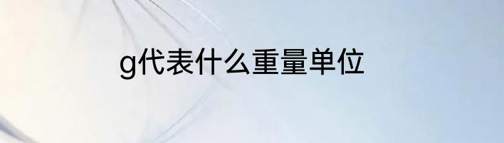 g代表什么重量单位