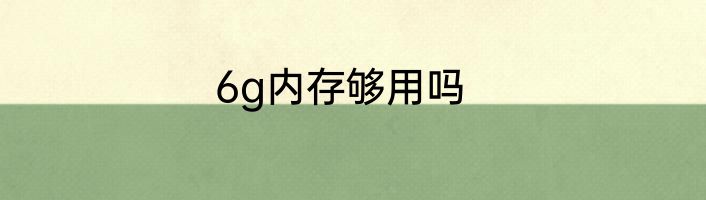 6g内存够用吗