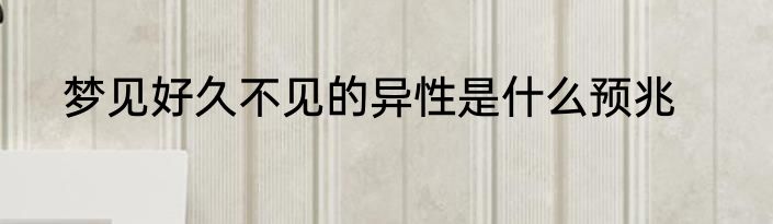 梦见好久不见的异性是什么预兆