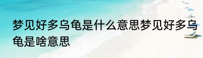 梦见好多乌龟是什么意思梦见好多乌龟是啥意思