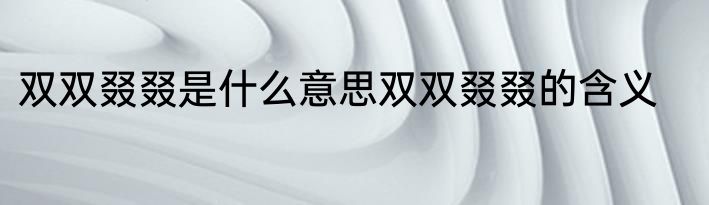 双双叕叕是什么意思双双叕叕的含义