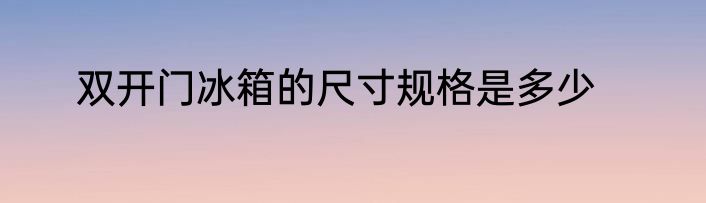 双开门冰箱的尺寸规格是多少