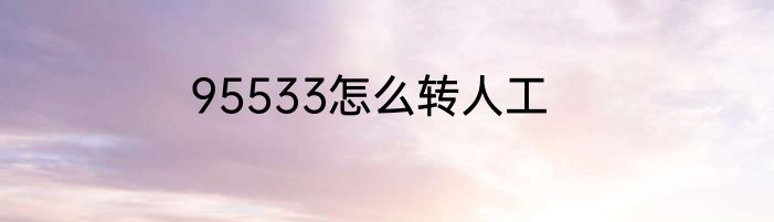 95533怎么转人工
