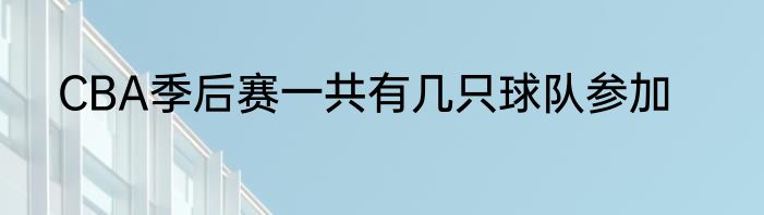 CBA季后赛一共有几只球队参加