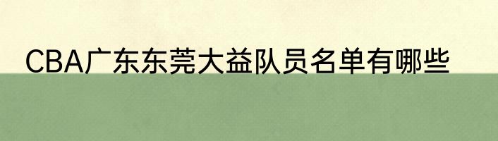 CBA广东东莞大益队员名单有哪些