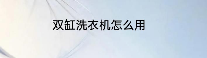 双缸洗衣机怎么用