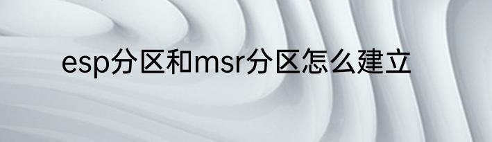 esp分区和msr分区怎么建立