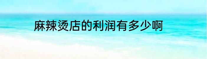麻辣烫店的利润有多少啊