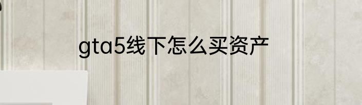 gta5线下怎么买资产