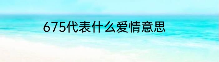 675代表什么爱情意思