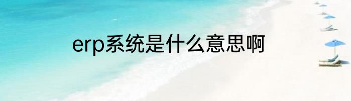 erp系统是什么意思啊