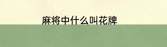 麻将中什么叫花牌