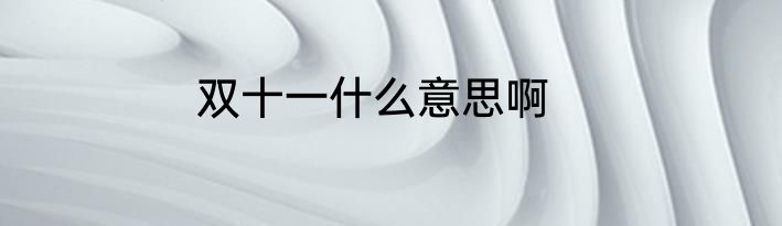 双十一什么意思啊