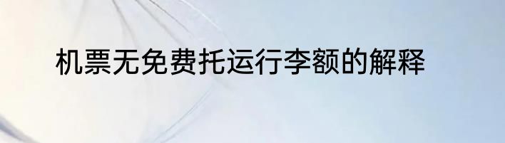 机票无免费托运行李额的解释