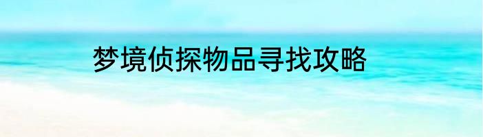 梦境侦探物品寻找攻略