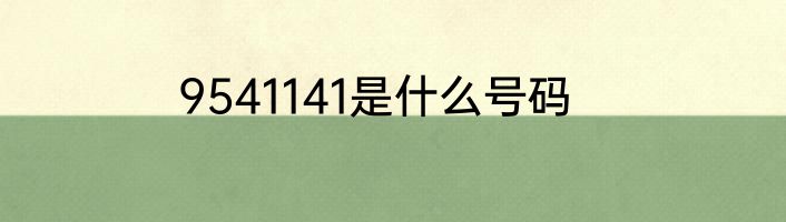 9541141是什么号码