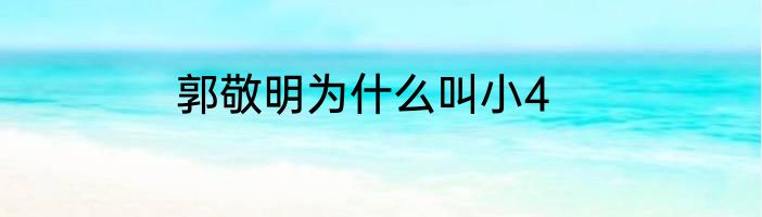 郭敬明为什么叫小4