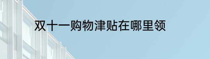 双十一购物津贴在哪里领