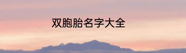 双胞胎名字大全