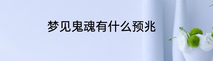 梦见鬼魂有什么预兆