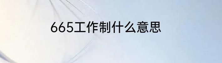 665工作制什么意思