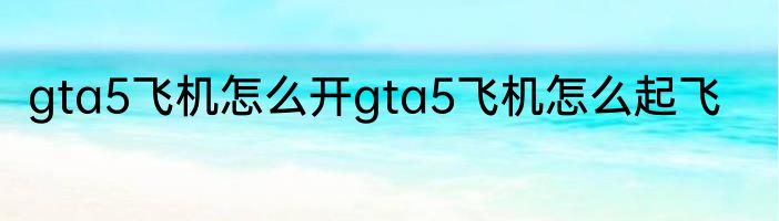 gta5飞机怎么开gta5飞机怎么起飞