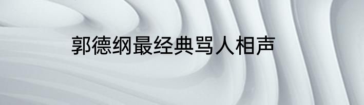 郭德纲最经典骂人相声