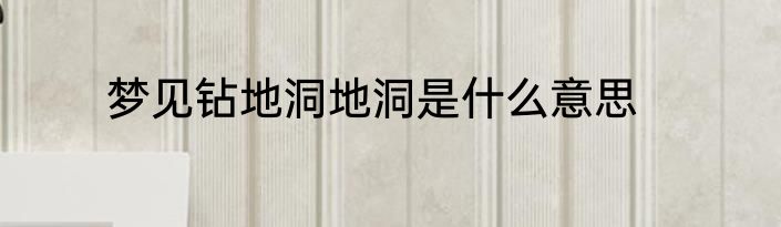 梦见钻地洞地洞是什么意思