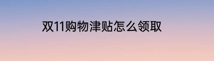 双11购物津贴怎么领取
